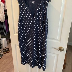 Lands' End Dark Blue Dress with Light Dots